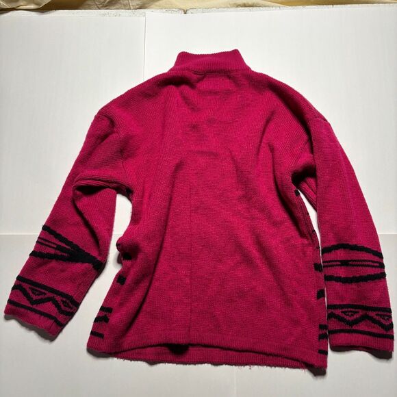 Vintage Retro Vibrant Pink Geometric Turtleneck Sweater 80's 90's - Picture 7 of 9